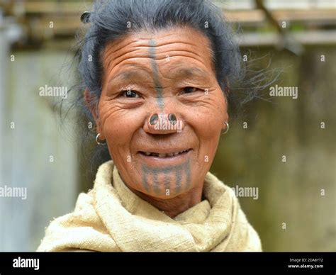 Elderly Northeast Indian Apatani Ethnic Minority Tribal Woman With