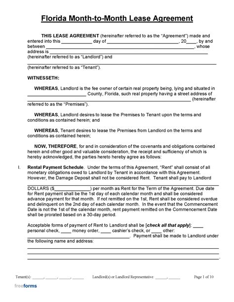 florida lease agreement templates   word rtf