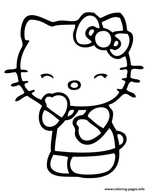Smiling Hello Kitty With Eyes Closed Coloring Pages Printable