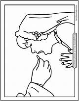 Communion Coloring Receiving Girl Holy First Pages Catholic Tongue Printables Saintanneshelper sketch template