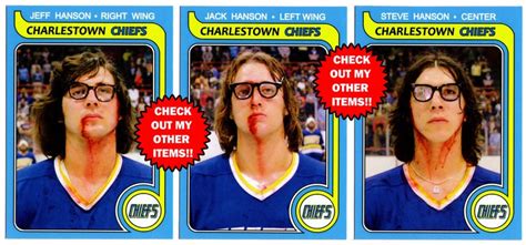 hanson brothers custom hockey card set jeff jack steve slap shot  etsy
