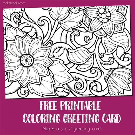 coloring card  greeting card  color flowers  breaks