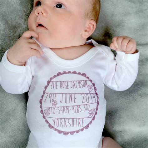 personalised birth announcement baby vest  modo creative
