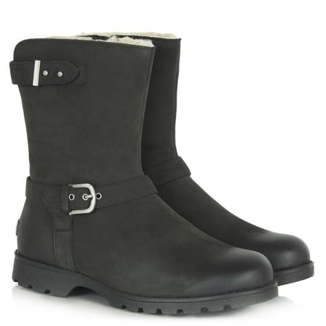 ugg leather grandle black womens buckle calf boot lyst