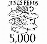 5000 Jesus Feeds Feeding Coloring Pages Loaves Fish Fishes Kids Bible Clipart Miracle Five Thousand Bread Crafts Church Multitude Feed sketch template