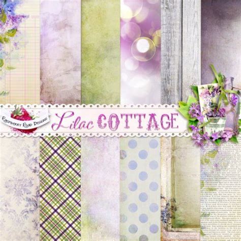 lilac cottage paper set  digital scrapbook paper road design lilac