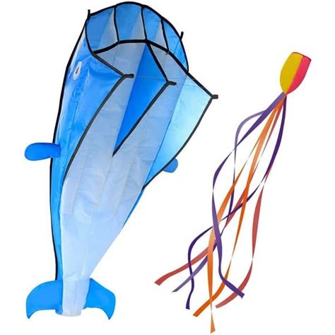 3d kite huge frameless soft parafoil giant dolphin blue bed bath
