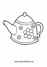 Teekanne Ausmalbild Ausmalen Teapot Haushaltsgeraete Coloring Haushalt Malvorlagen Kochtopf Haushaltsgeräte Ausdrucken sketch template