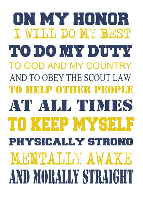 cub scout oath  law printable