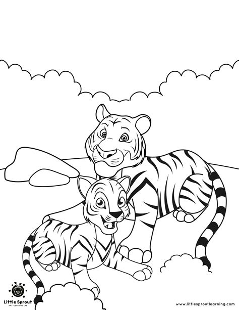 cub  mama tiger coloring page  sprout art