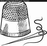 Thimble Drawing Needle Getdrawings Sketch sketch template