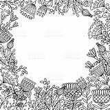Coloring Frame Flower Pages Doodle Flowers Convert Drawing Getcolorings Freehand Getdrawings Vector Illustration sketch template
