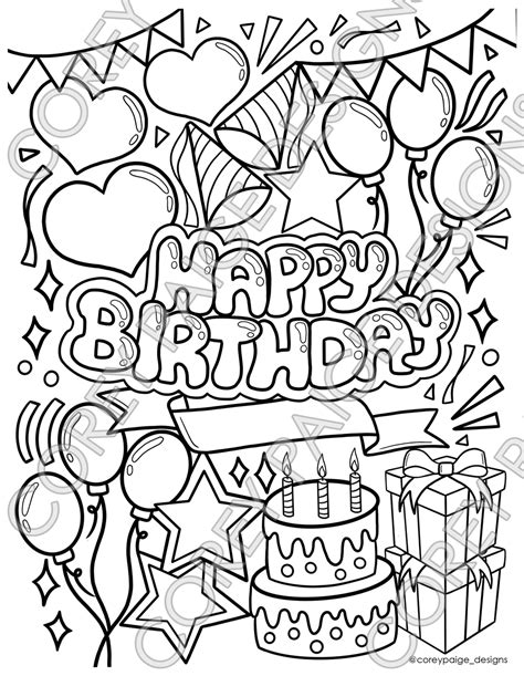happy birthday coloring pages png color pages collection