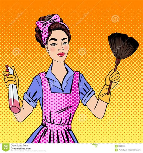 woman cleaning the house girl doing house work stock