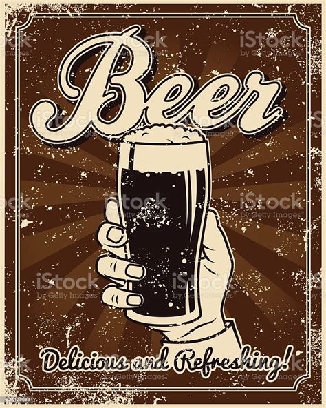 Vintage Screen Printed Beer Poster Stock Illustration Download Image