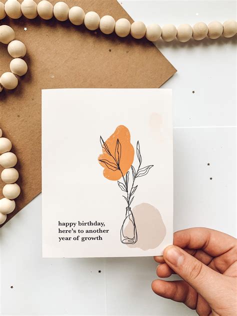 happy birthday greeting card floral boho plant birthday card etsy