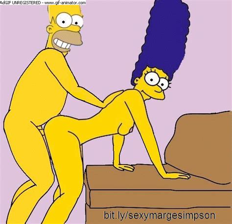 rule 34 animated blue hair breasts color female hair homer simpson human insertion male marge