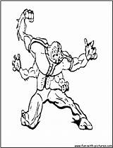 Coloring Ben Pages Four Ben10 Arms Fourarms Alien Monster Print Force Fun sketch template