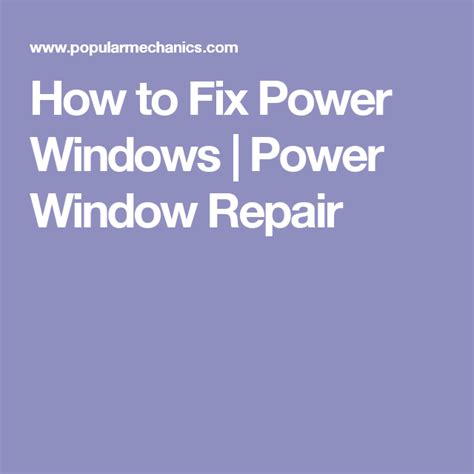 fix power windows fix  repair window repair