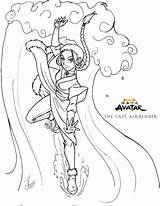 Avatar Katara Korra Airbender Atla Kleurplaten Bender Aang Kleurplaat Lineart Uitprinten Downloaden sketch template