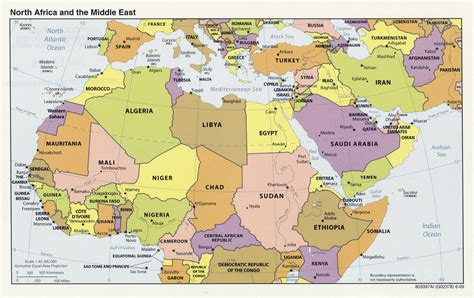 large political map  north africa   middle east  capitals  north africa