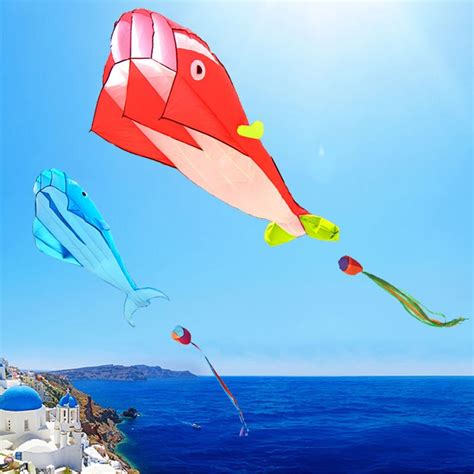 buy 3d huge dolphin fly kite soft parafoil giant blue