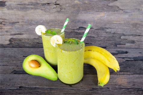 Avocado With Banana Mix Milk Smoothies Juice Fruit For For Milkshake On