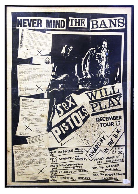 lot detail scarce sex pistols poster for their final tour in the uk