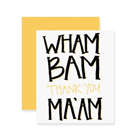 Wham Bam Thank You Ma Am Greeting Card Thanks Card Etsy