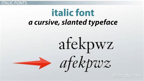 italic font definition  examples video lesson transcript