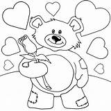 Bear Teddy Coloring Valentine Rose Holding Valentines Drawing Color Cute Getdrawings Size Print Luna sketch template