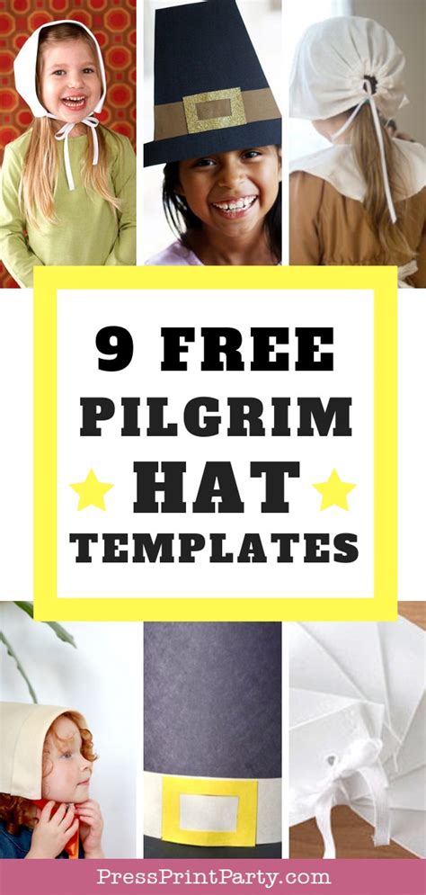 pilgrim hat templates  printables press print party