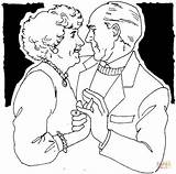 Couple Coloring Old Dancing Pages Couples Drawing Printable Dance People Adult sketch template