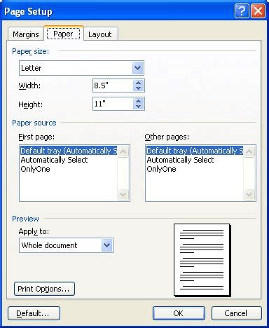 understanding page sizes microsoft word