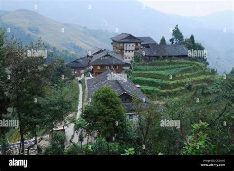 huangluo yao village longsheng guilin guangxi china stock photo