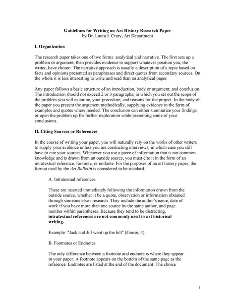 art history crary guidelines  writing  art history research