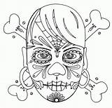 Coloring Skull Pages Sugar Girly Printable Girl Skulls Roses Tattoo Color Dead Print Stencil Colouring Crossbones Headphones Mexican Face Drawing sketch template