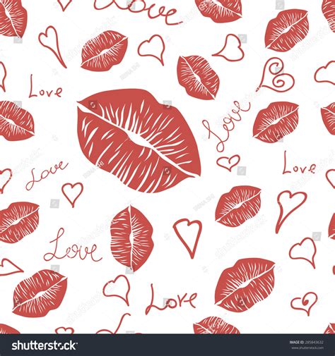 seamless pattern lipstick kiss prints on stock vector 285843632