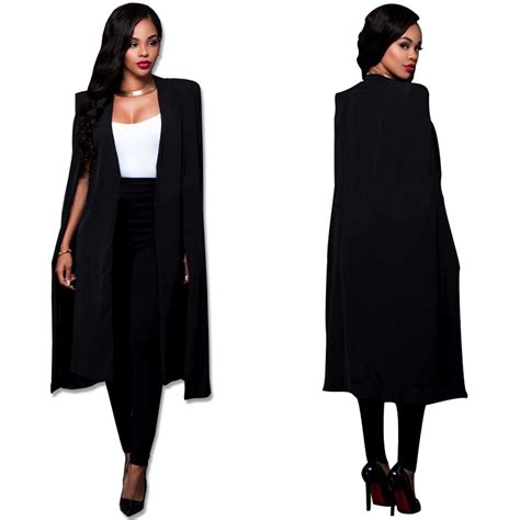 2016 Autumn New Women Long Coat Hidden Breasted Black Suit