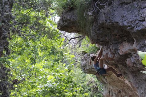 my girlfriend throwing down in a central texas cave