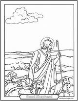 Coloring Shepherd Jesus Good Pages Bible Printable Story Drawing Catholic His Easter Flock Color Creation Parable Colour Print Board Saintanneshelper sketch template
