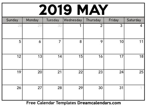 Printable Calendar May 2019 Printable Word Searches