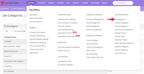 job categories service fusion