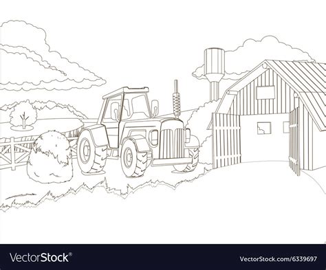 tractor   farm coloring book royalty  vector image