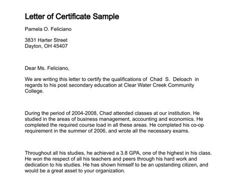 certificate letter certificates templates