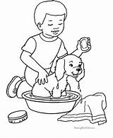 Coloring Pages Dog Dogs Printable Bathing Boy Print His Kids Puppy Bath Playing Animal Color Colouring Book Raisingourkids Clipart Time sketch template