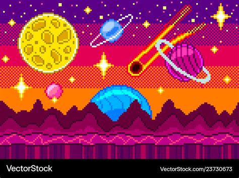 pixel art space seamless background detailed vector image