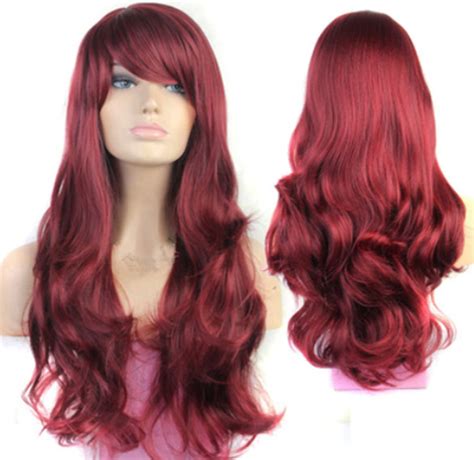 29 Cosplay Wigs Long Big Wavy Wine Red Wig Hair Heat