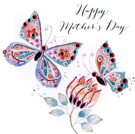 happy mothers day card embellished butterflies hand finished card cards