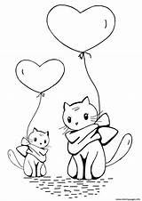 Cat Coloring Drawing Line Balloon Clipart Cats Pages Heart Balloons Drawings Outline Clip Svg Background Printmaking Kitten Book Printable Openclipart sketch template